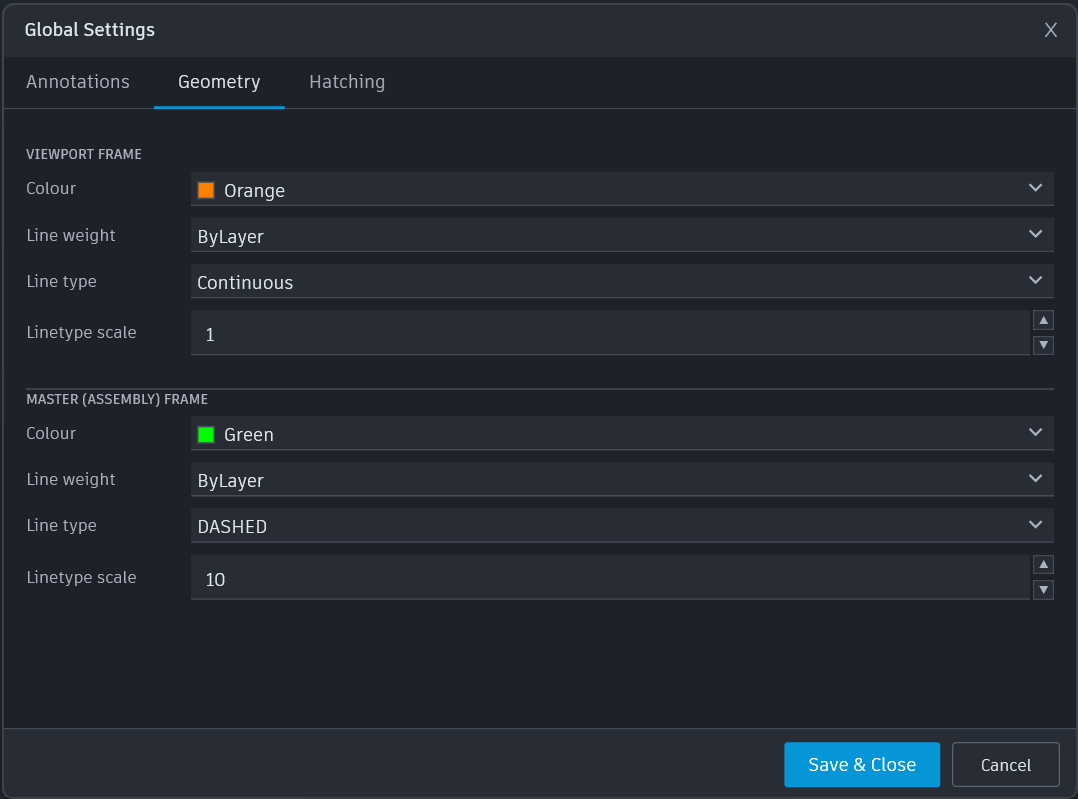 Global Settings screenshot